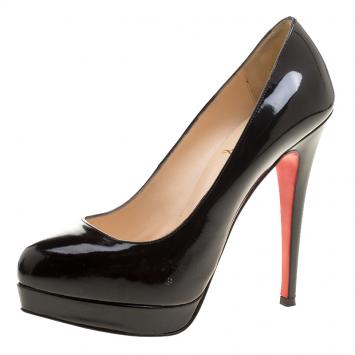 Pre Owned Christian Louboutin Black Patent Platform Pumps Size 35