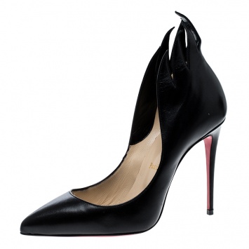 مملوكة مسبقًا Christian Louboutin Black Leather Victorina Flame Pumps Size 37