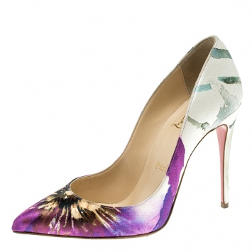 مملوكة مسبقًا Christian Louboutin Multicolor Printed Satin Pigalle Follies Pumps Size 36