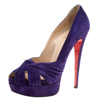 Pre Owned Christian Louboutin Violet Suede Aborina Platform Pumps Size 38.5