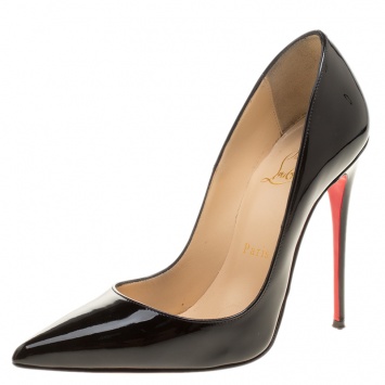 Pre Owned Christian Louboutin Black Patent Leather So Kate Pumps Size 36