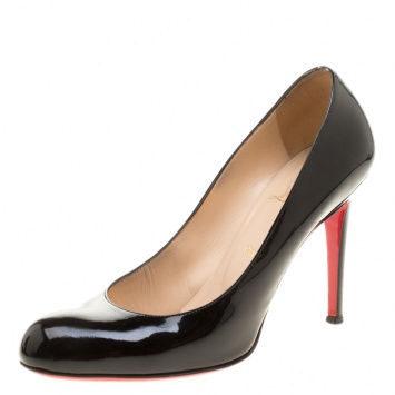 Pre Owned Christian Louboutin Black Patent Leather Fifi Pumps Size 39
