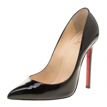 Pre Owned Christian Louboutin Black Patent Leather Pigalle Pointed Toe Pumps Size 37.5