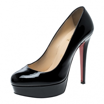 Pre Owned Christian Louboutin Black Patent Leather Bianca Platform Pumps Size 36