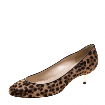 Pre Owned Christian Louboutin Beige Leopard Hair-On Zecroi Pumps Size 41