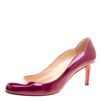 Pre Owned Christian Louboutin Purple Patent Leather Pumps Size 41