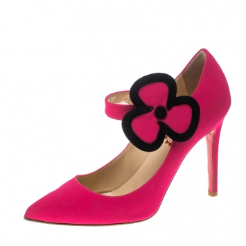 Pre Owned Christian Louboutin Pink Satin Pensee Mary Jane Pumps Size 39