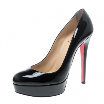Pre Owned Christian Louboutin Black Patent Leather Bianca Platform Pumps Size 39