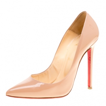 Pre Owned Christian Louboutin Beige Patent Leather Pigalle Pumps Size 41
