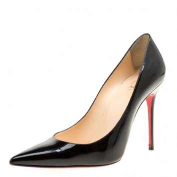 Pre Owned Christian Louboutin Black Patent Leather Decollete 554 Pumps Size 39