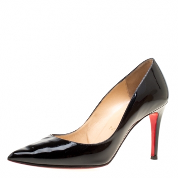 Pre Owned Christian Louboutin Black Patent Leather Pigalle Pointed Toe Pumps Size 38