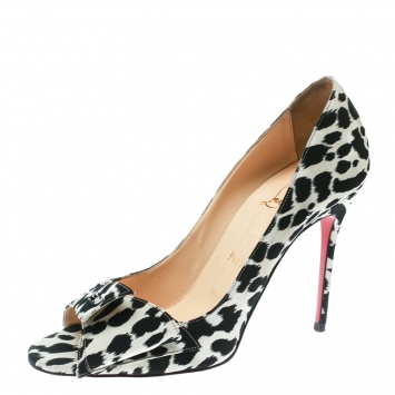 Pre Owned Christian Louboutin Two Tone Satin Just Soon Open Toe Pumps Size 39
