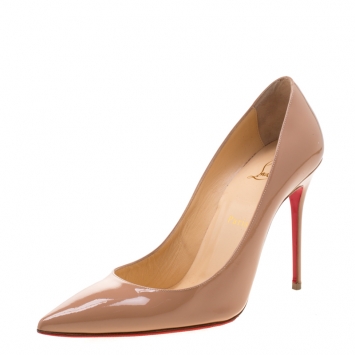 Pre Owned Christian Louboutin Beige Patent Leather So Kate Pointed Toe Pumps Size 39.5