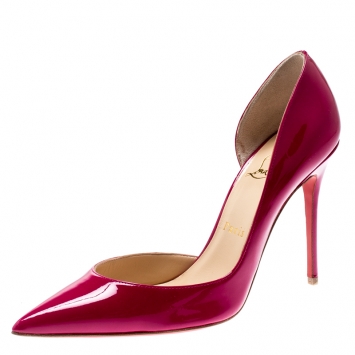 Pre Owned Christian Louboutin Grenadine Patent Leather Iriza D'orsay Pointed Toe Pumps Size 38.5