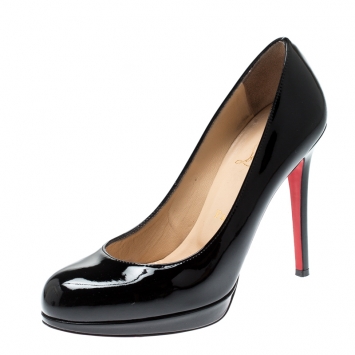 Pre Owned Christian Louboutin Black Patent Leather New Simple Pumps Size 37