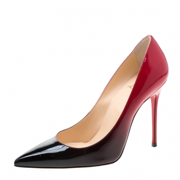 Pre Owned Christian Louboutin Red/Black Degradè Patent Leather Decollete 554 Pointed Toe Pumps Size 37