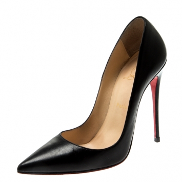 Pre Owned Christian Louboutin Black Leather So Kate Pumps Size 39.5