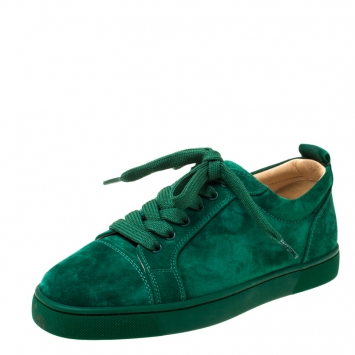 Pre Owned Christian Louboutin Green Suede Orlato Lace Up Sneakers Size 40