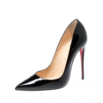 Pre Owned Christian Louboutin Black Patent Leather So Kate Pointed Toe Pumps Size 38