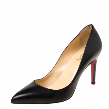 Pre Owned Christian Louboutin Black Leather Pigalle Pumps Size 38