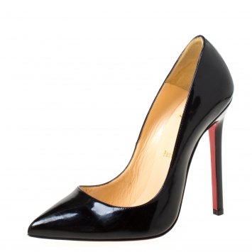 Pre Owned Christian Louboutin Black Patent Leather So Kate Pointed Toe Pumps Size 38