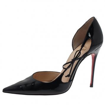 Pre Owned Christian Louboutin Black Patent Leather Pointed Toe D’orsay Pumps Size 40