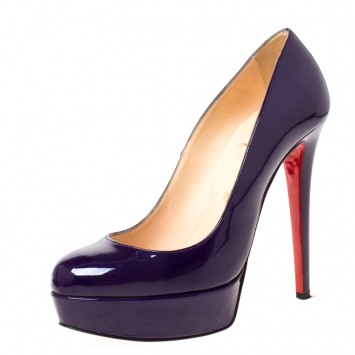 Pre Owned Christian Louboutin Purple Patent Leather Bianca Platform Pumps Size 37