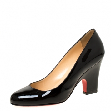 Pre Owned Christian Louboutin Black Patent Leather Akdooch Pumps Size 36