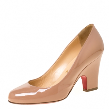 Pre Owned Christian Louboutin Beige Patent Leather Akdooch Pumps Size 36
