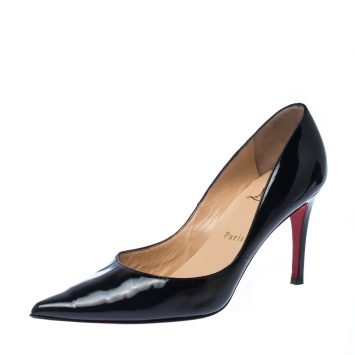 Pre Owned Christian Louboutin Black Patent Leather Pigalle Pointed Toe Pumps Size 37