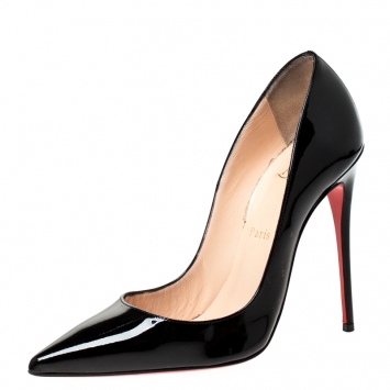 Pre Owned Christian Louboutin Black Patent Leather So Kate Pointed Toe Pumps Size 37