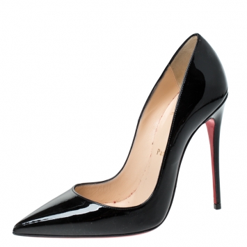 Pre Owned Christian Louboutin Black Patent Leather So kate Pointed Toe Pumps Size 36.5