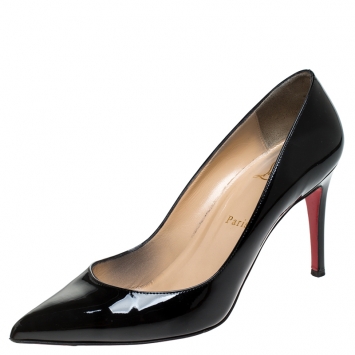 Pre Owned Christian Louboutin Black Patent Leather So Kate Pointed Toe Pumps Size 39.5