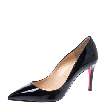 Pre Owned Christian Louboutin Black Patent Leather So Kate Pointed Toe Pumps Size 38.5