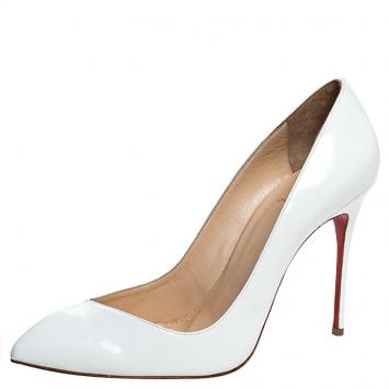 Pre Owned Christian Louboutin White Leather Corneille Pointed Toe Pumps Size 41
