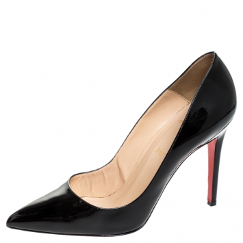 Pre Owned Christian Louboutin Black Patent Leather Pigalle Pointed Toe Pumps Size 41