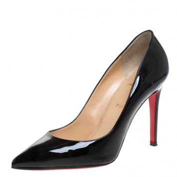 Pre Owned Christian Louboutin Black Patent Leather Pigalle Follies Pumps Size 40.5