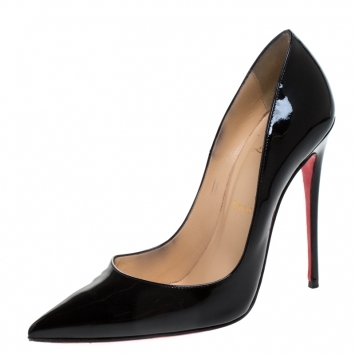 Pre Owned Christian Louboutin Black Patent Leather So Kate Pointed Toe Pumps Size 38