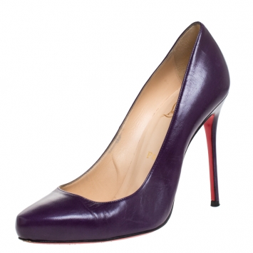 Pre Owned Christian Louboutin Purple Leather Fifille Pumps Size 38.5