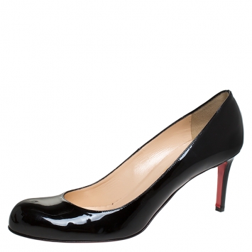 Pre Owned Christian Louboutin Black Patent Leather Simple Pumps Size 42