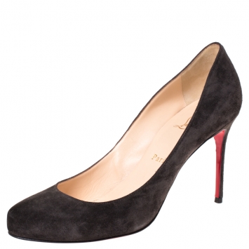 Pre Owned Christian Louboutin Dark Grey Fifi Round Toe Pumps Size 40