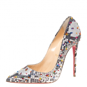 Pre Owned Christian Louboutin Grey Python So Kate Claire De Lune Pumps Size 37