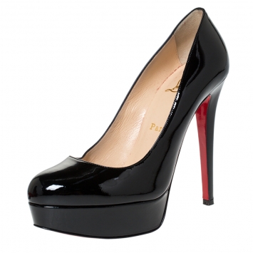Pre Owned Christian Louboutin Black Patent Leather Bianca Platform Pumps Size 37