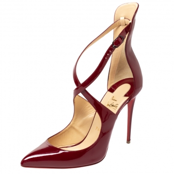 Pre Owned Christian Louboutin Cherry Red Patent Leather Marlenarock Pointed Toe Pumps Size 40