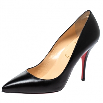 Pre Owned Christian Louboutin Black Leather Pigalle Pointed Toe Pumps Size 39