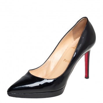 Pre Owned Christian Louboutin Black Patent Leather Pigalle Pumps Size 37.5