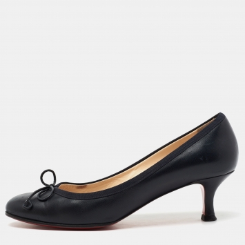 Pre Owned Christian Louboutin Navy Blue Leather Marcia Balla Pumps Size 39