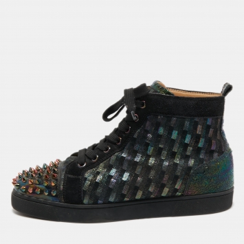 Pre Owned Christian Louboutin Multicolor Suede Louis Spikes Sneakers Size 38