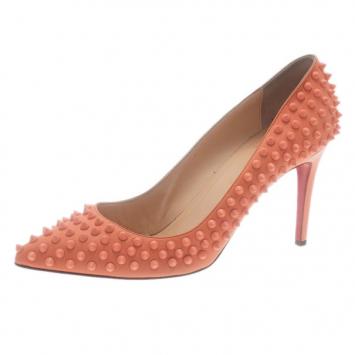 Pre Owned Christian Louboutin Peach Pigalle Spikes Pumps Size 42