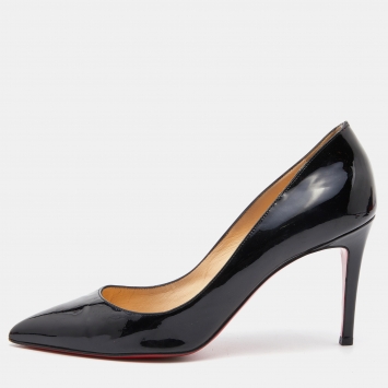 Pre Owned Christian Louboutin Black Patent Leather Pigalle Pointed Toe Pumps Size 39